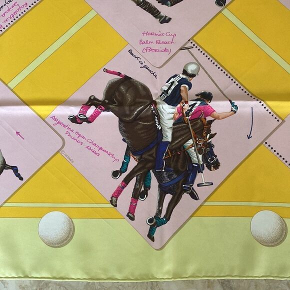 Hermès Le Monde du Polo 100% Silk Scarf 90cm - Picture 11 of 15